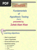 Fundamentals of Hypothesis Testing: Zoheb Alam Khan