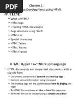 Web Page Development Using HTML: Outline