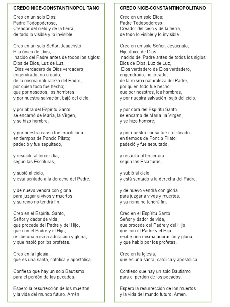 Credo Niceno-Constantinopolitano | PDF | espíritu Santo | María, madre ...