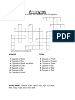 Antonym Crossword Puzzle