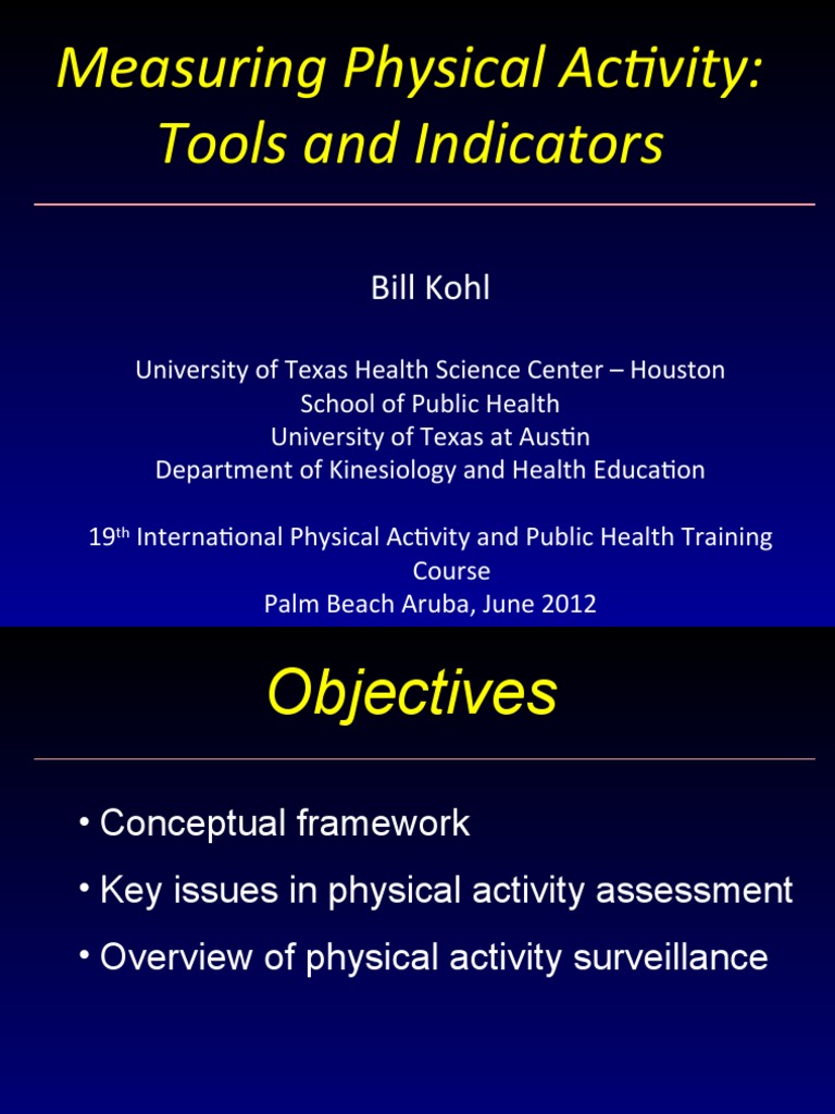 Measuring Physical Activity Tools and Indicators Bill Kohl PDF