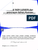 Pertemuan 6: Fungsi Non Linier Dan Penerapan Dalam Ekonomi