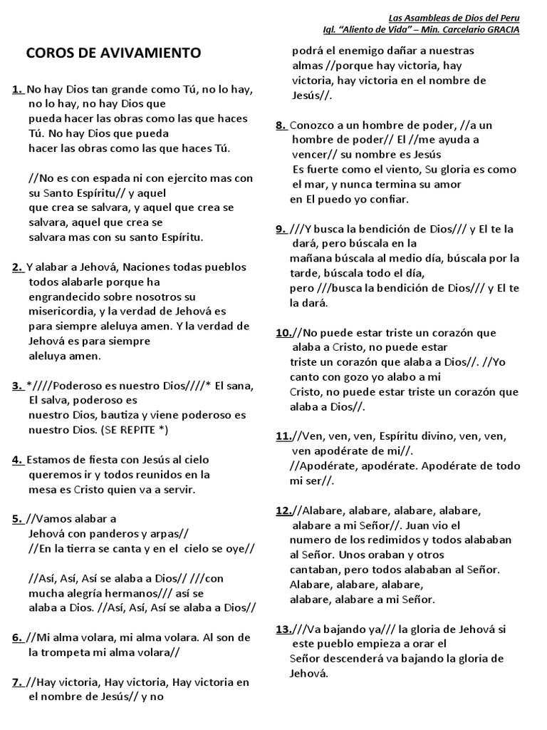 Coros de Avivamiento | PDF | Cristo (título) | Jesús