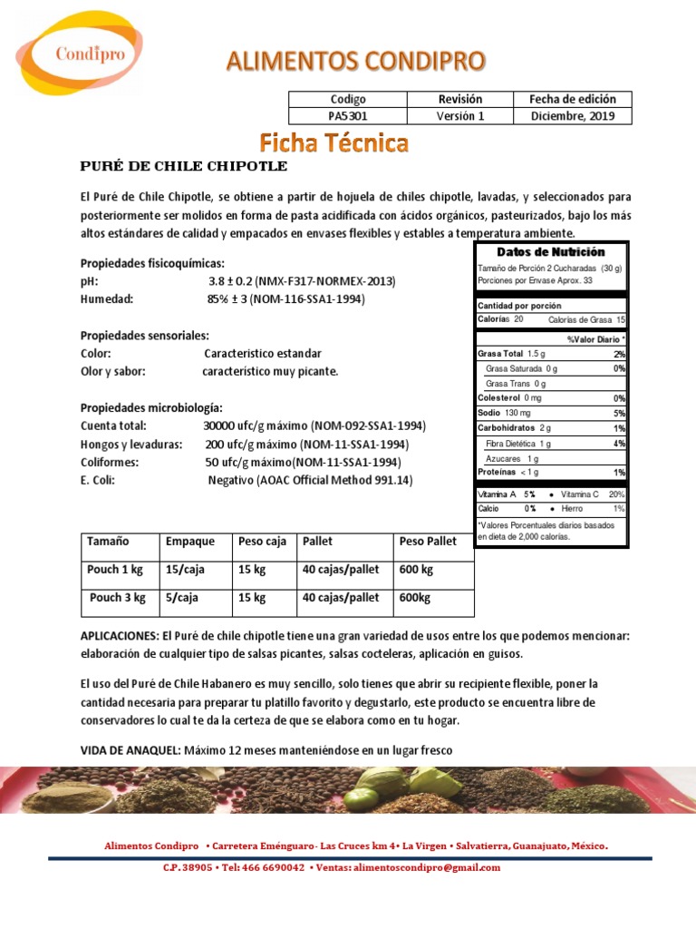 Puré de Chile Chipotle: Usos y Propiedades | PDF | gordo | Alimentos