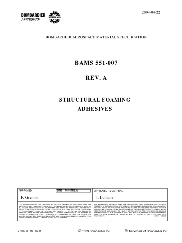 BAMS 551007 A Structural Foaming Adhesives PDF Specification