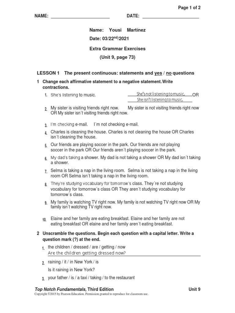 UNIT 09 Extra Grammar Exercises | PDF | Foreign Language Studies | Wellness