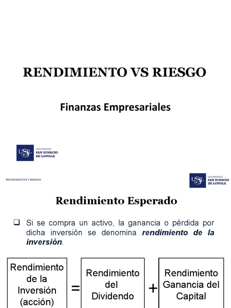 Rendimiento y Riesgo en Finanzas | PDF | Compartir (Finanzas ...