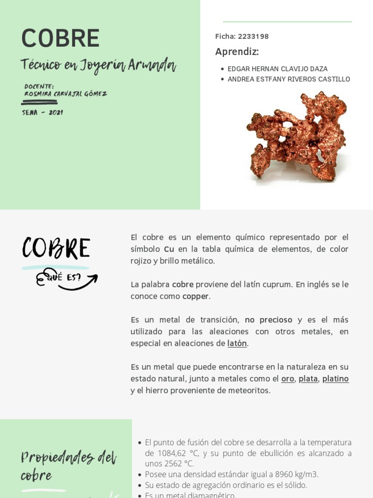 Puro Excretar piel Cobre en Joyería | PDF | Cobre | Rieles