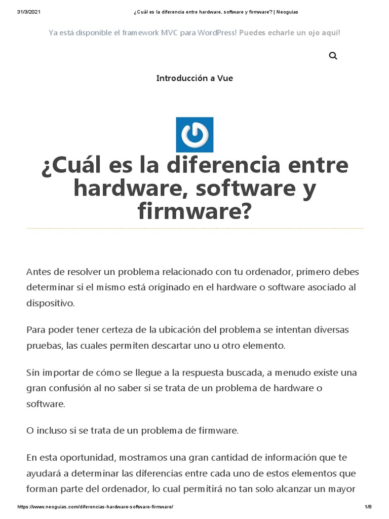 Diferencia Entre Hardware, Software y Firmware | PDF | Hardware de la ...