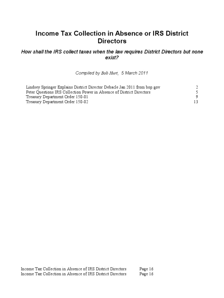 IRS Tax Collection Without District Directors | PDF | Internal Revenue ...