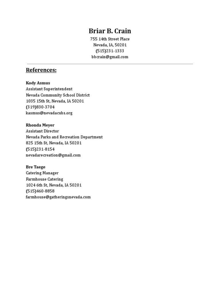 Nevada Contact Information and References | PDF