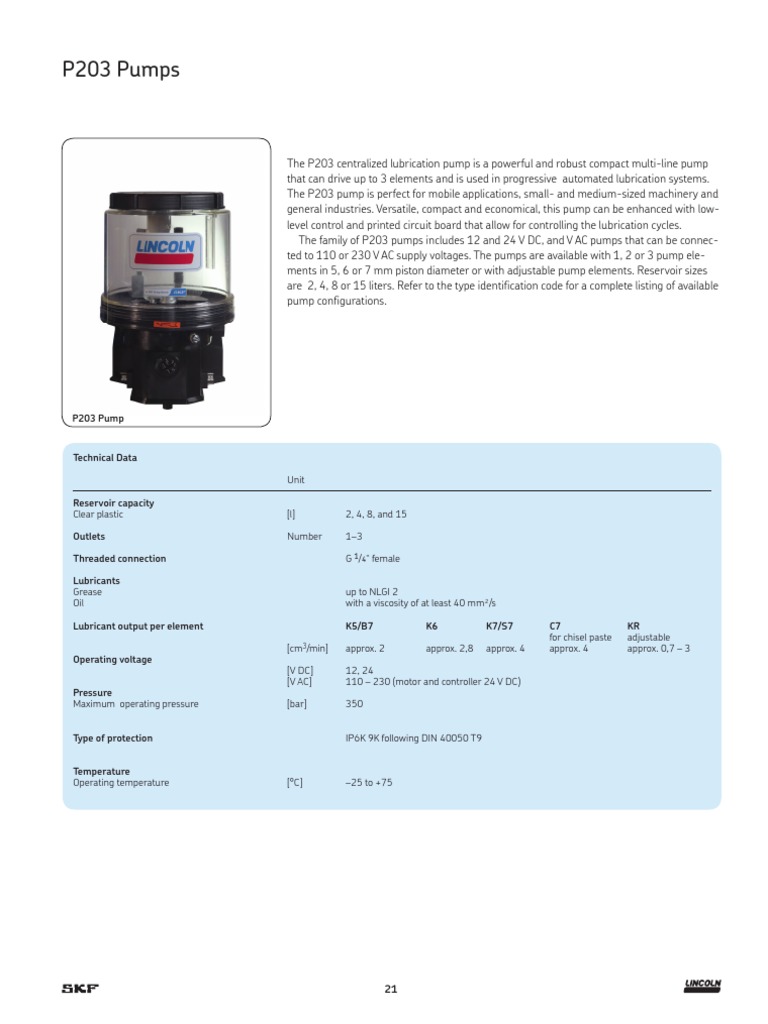Lincoln p203 Pump | PDF | Pump | Mechanical Engineering