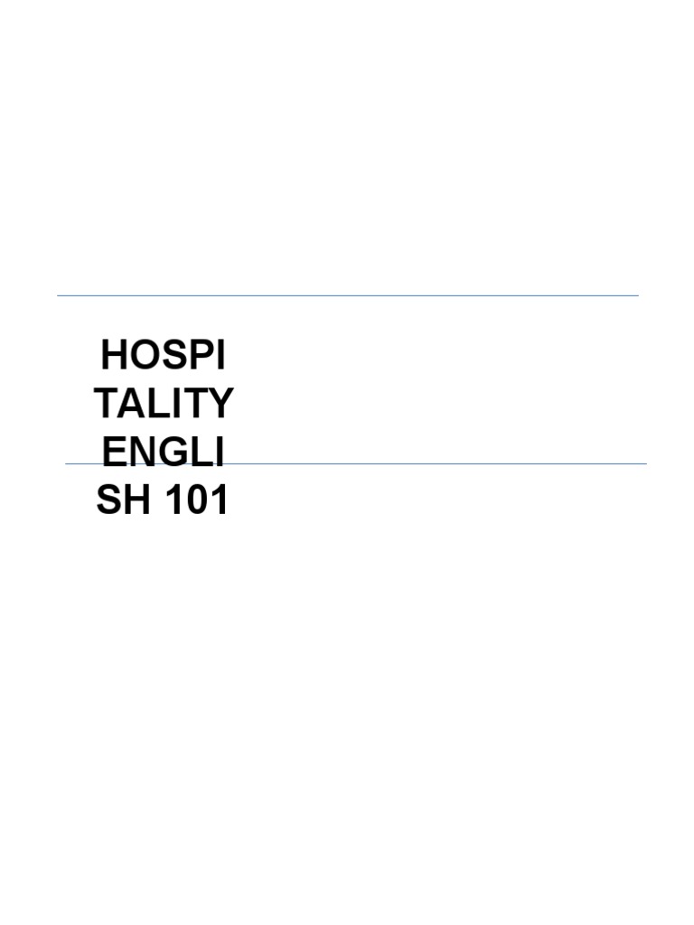 Hospitality English (Part 1) | PDF | Waiting Staff | Cooking