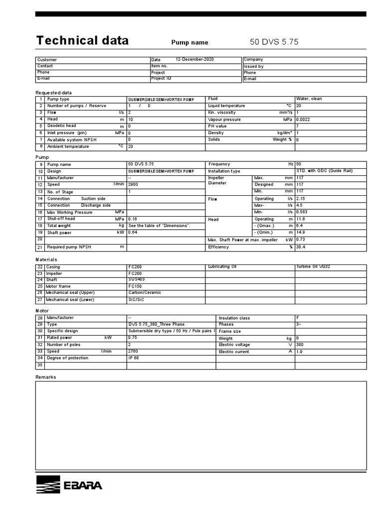 Submersible Pump Specifications Guide | PDF | Pump | Metrology