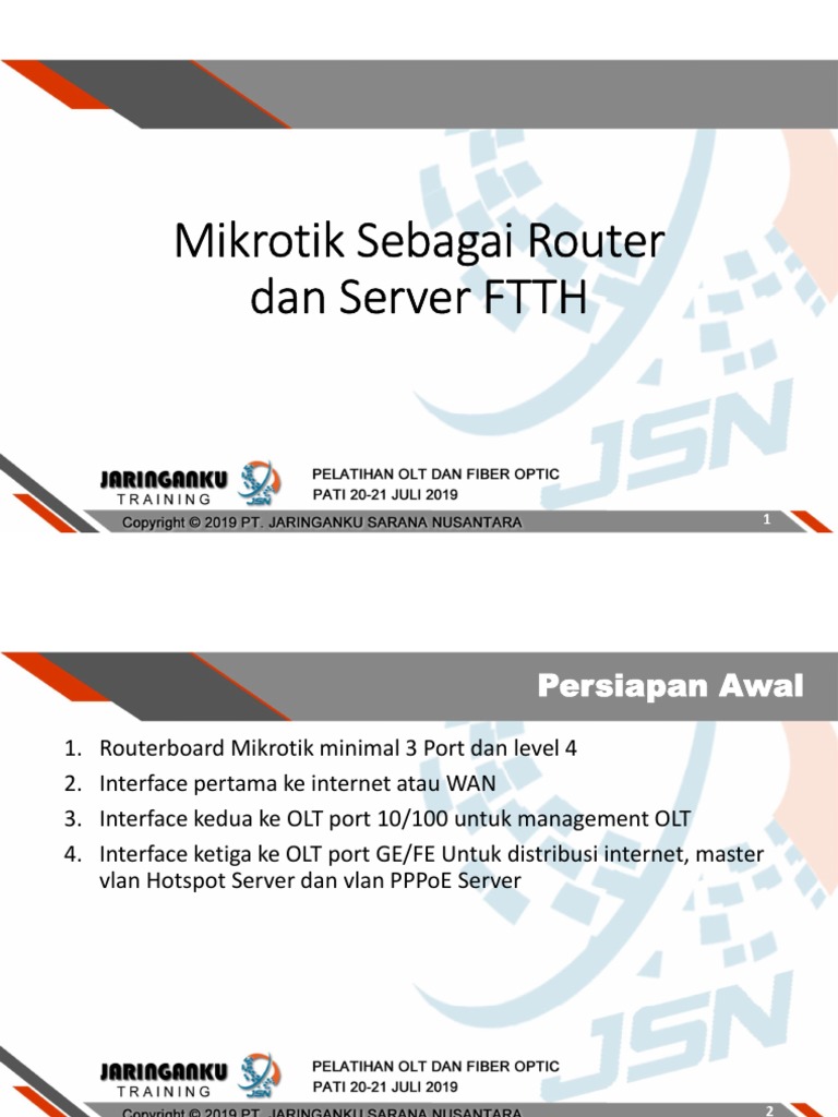 Konfigurasi Mikrotik untuk FTTH | PDF