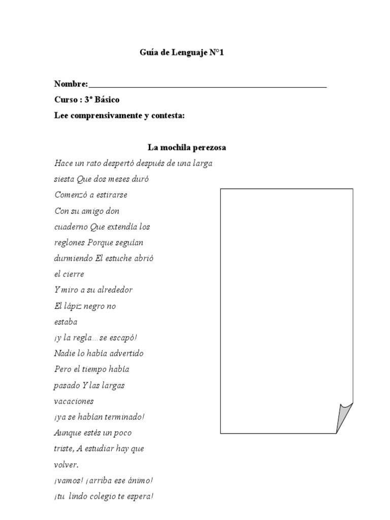 Actividades de poesía para 3º básico | PDF | Artes del Lenguaje y ...