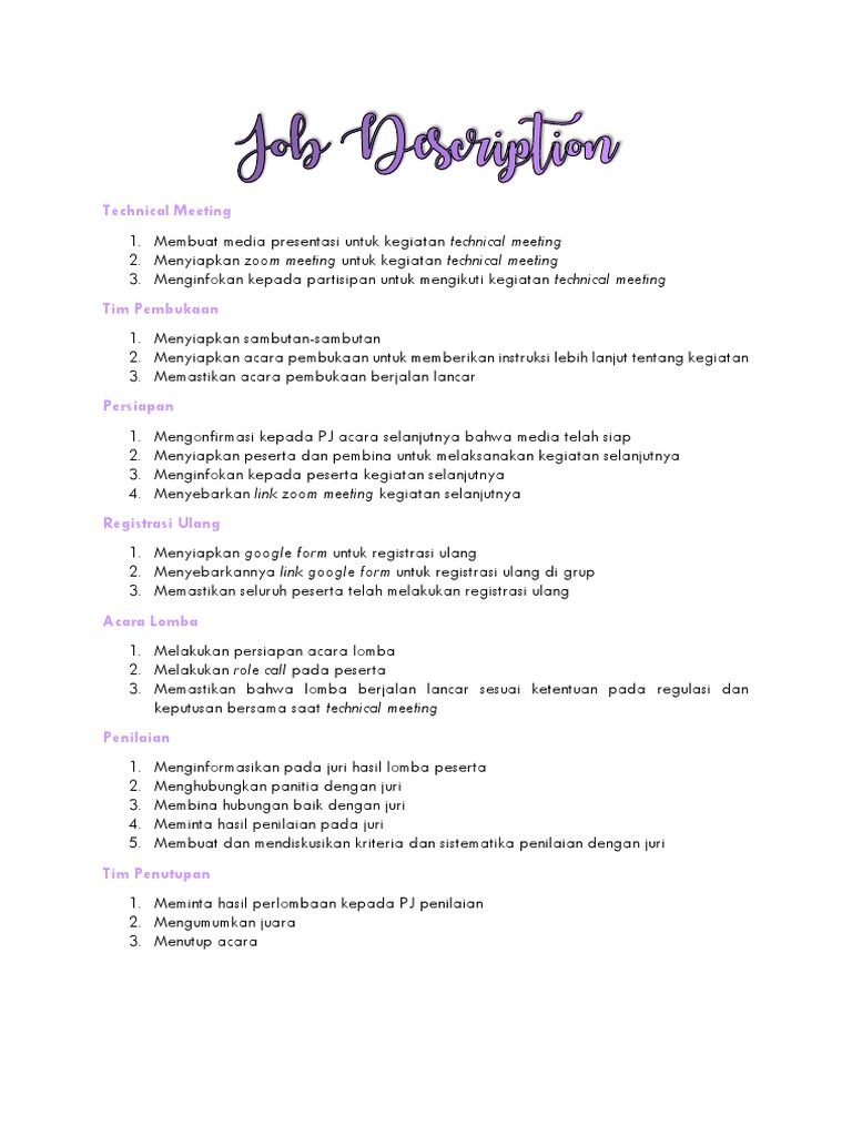 Job Description | PDF | Karier & Perkembangan | Komputer