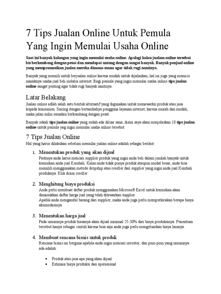 10 Tips Jualan Online Untuk Pemula Atau Yang Ingin Memulai Usaha Online ...
