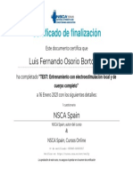 Certificado de NSCA - TEST Entrenamiento Con Electroestimulación Local y de Cuerpo Completo