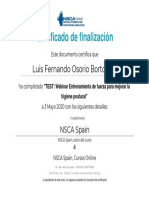 Certificado de NSCA - TEST Webinar Entrenamiento de Fuerza para Mejorar La Higiene Postural