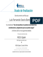 Certificado de NSCA - Uso de Mascarillas en La Práctica de Actividad Física Consideraciones y Adaptaciones para Una Práctica Segura