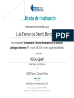 Certificado de NSCA - Cuestionario - Webinar Entrenamiento de Fuerza en Patologias