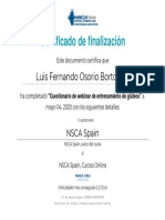 Certificado de NSCA - Cuestionario de Webinar de Entrenamiento de Glúteos
