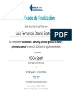 Certificado de NSCA - Cuestionario Marketing Personal Gestiona Tu Marca y Potencia Tus Ventas