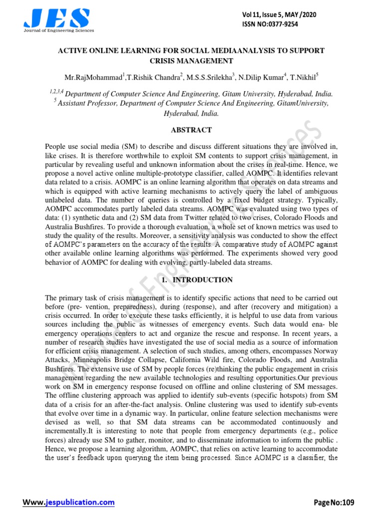 Active Online Learning for Crisis Management | PDF | Statistical ...