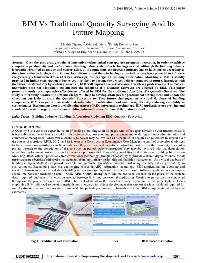 BIM Vs Traditional Quantity Surveying and Its Future Mapping | PDF ...