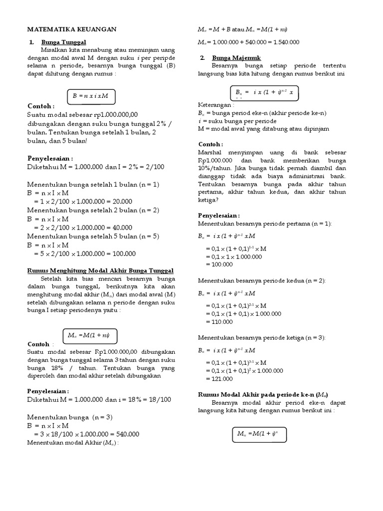 Materi Matematika Keuangan Kelas 12 | PDF