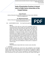 A Comparative Study of Examination Practices in Annual and Semester System in Public Sector Universities of The Punjab Pakistan