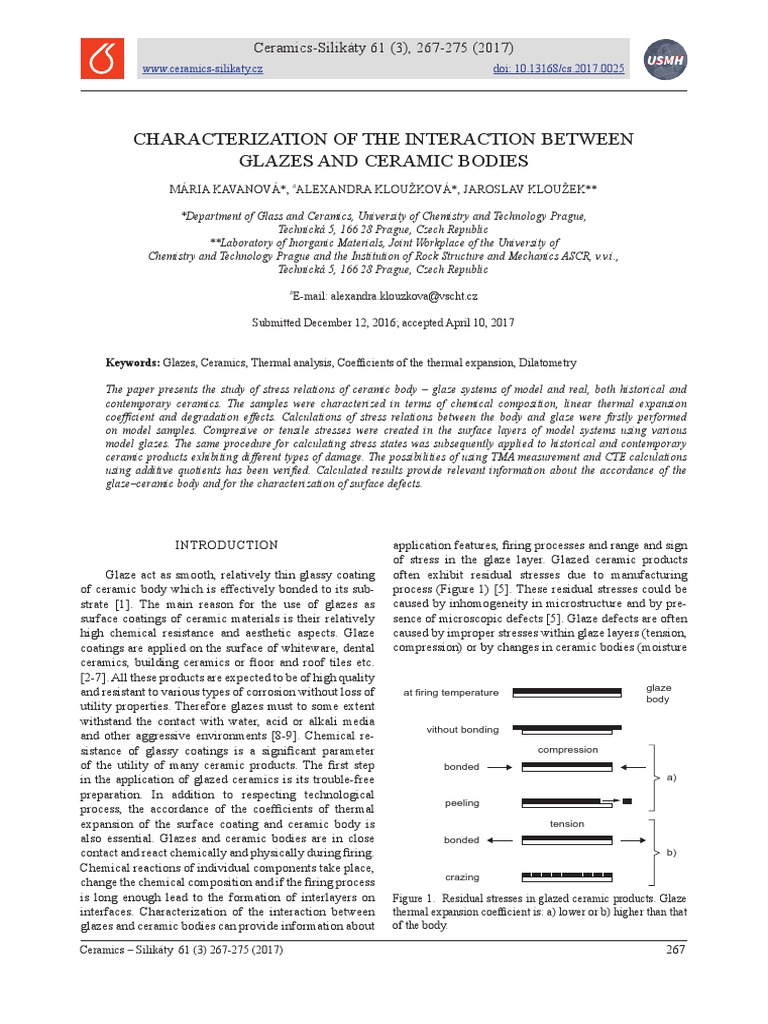 CeramicsSilikáty 61 (3), 267275 (2017) Characterization of glazebody