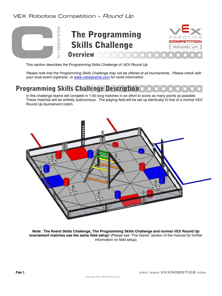 VEX Round Up Appendix C Programming Skills Challenge 0513 | PDF ...