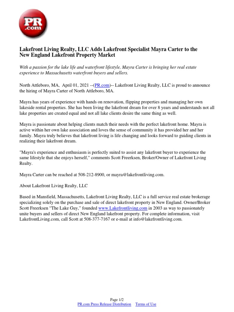 Lakefront Living Realty, LLC Adds Lakefront Specialist Mayra Carter To