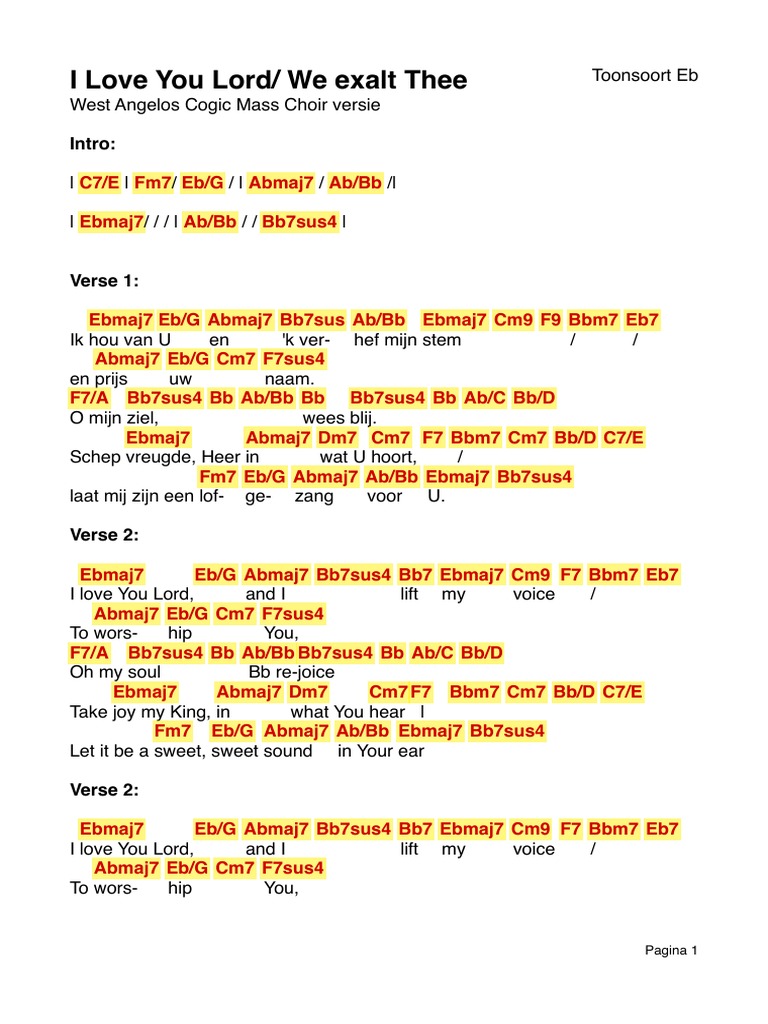 I Love You Lord We Exalt Thee Pdf