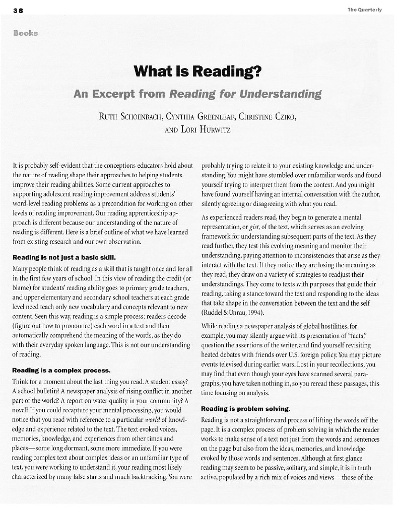 What Is Reading - Excerpt | PDF