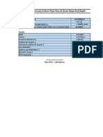 Manning Formula Uniform Pipe Flow at Given Slope and Depth: Inputs