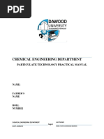 Chemical Engineering Department: Particulate Technology Practical Manual