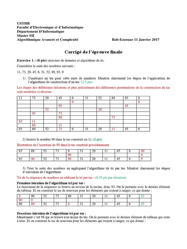Tri par Tas et Algorithmes Associés | PDF | Théorie de la complexité ...