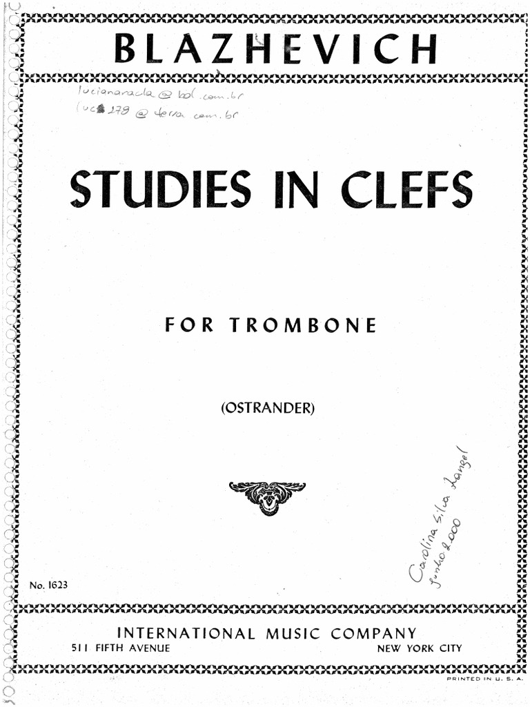 Blazhevich Studies in Clefs For Trombone PDF