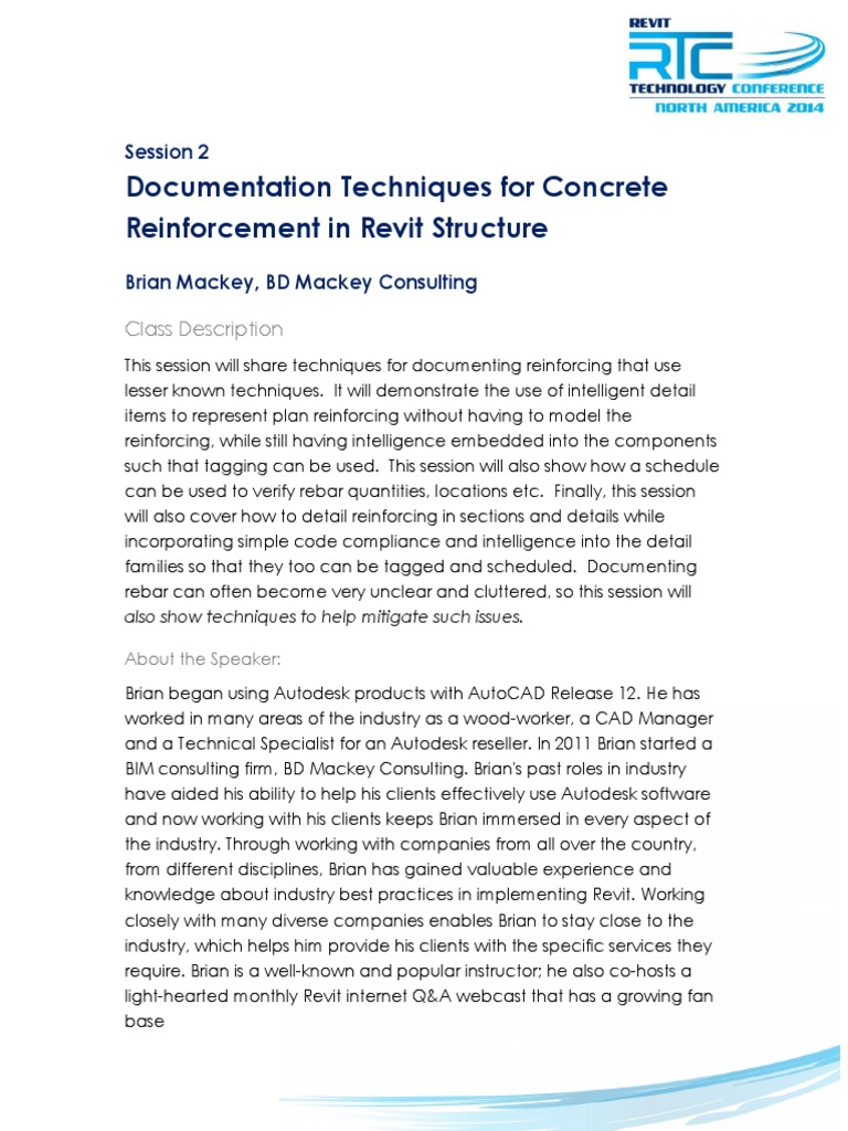 S02 Handout Documentation Techniques For Concrete Reinforcement in ...