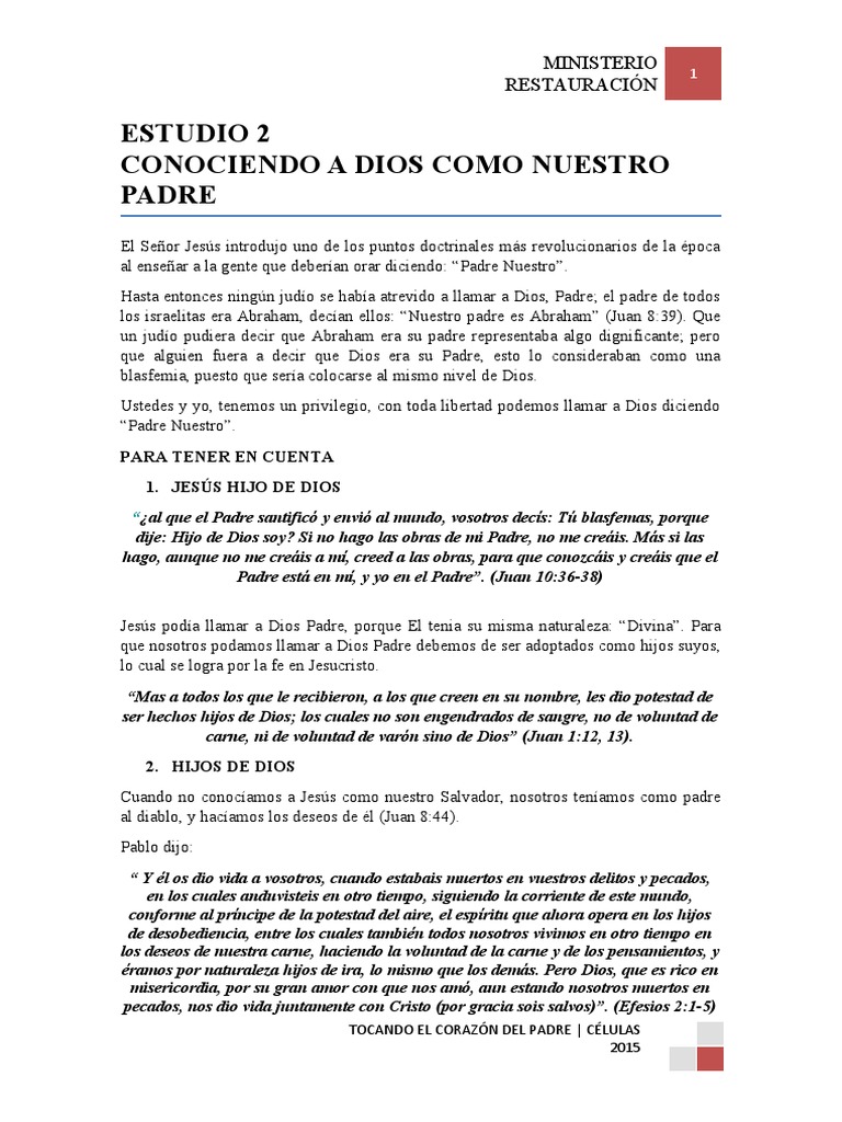 Conociendo A Dios Como Nuestro Padre | PDF | Cristo (título) | Pecado