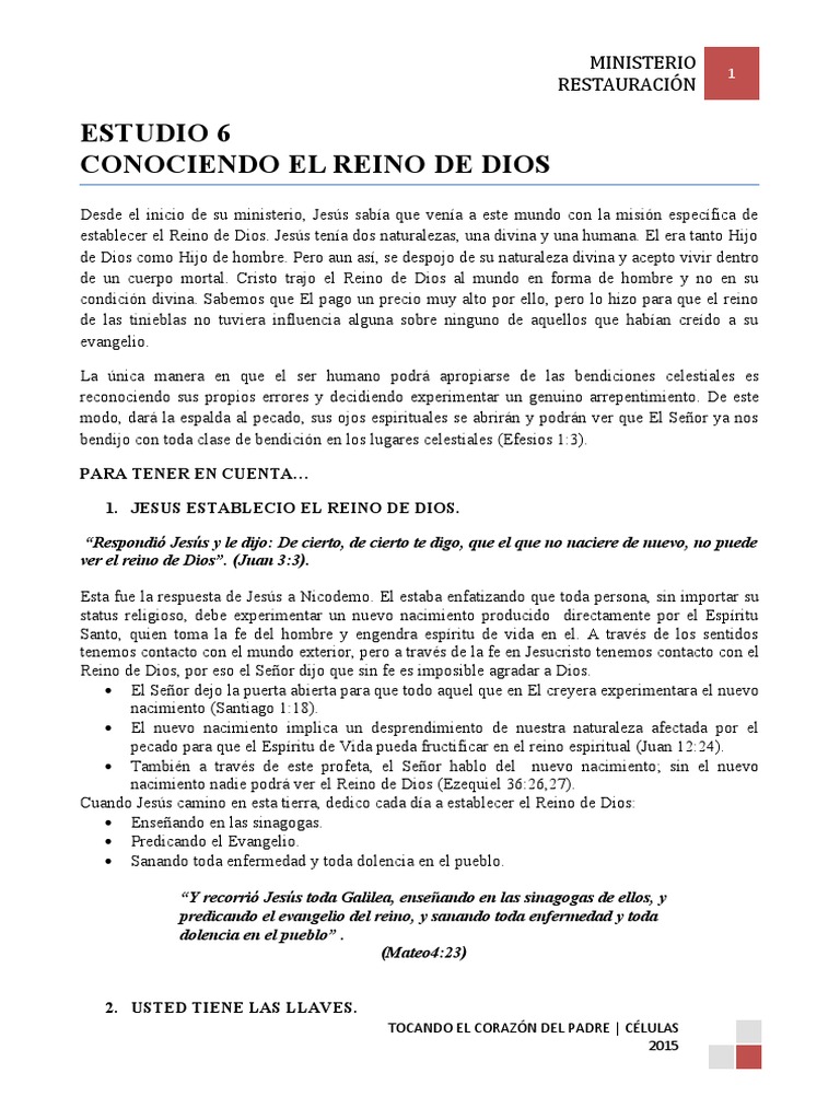 Conociendo El Reino de Dios | PDF | Divinidad | Reinado y reino de dios