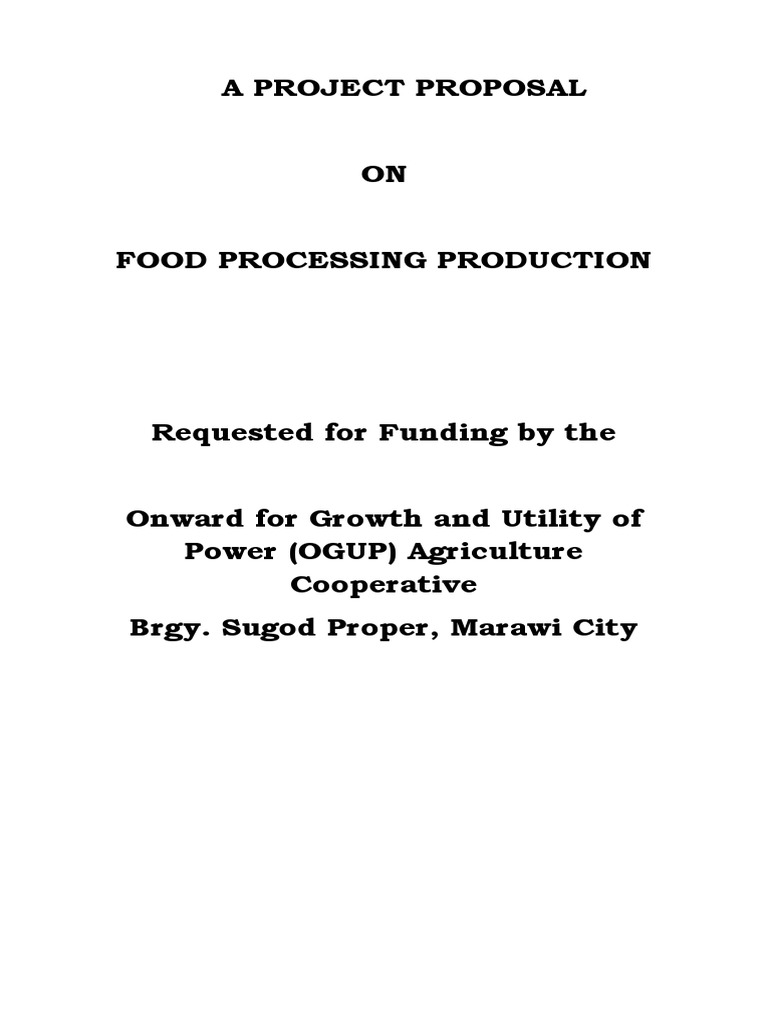 ACPC Funding Proposal for Food Processing | PDF | Cooperative | Foods