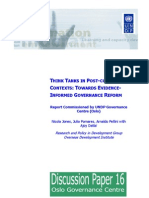 Think Tanks in Post-Conflict Contexts: Towards Evidence-Informed Governance Reforms