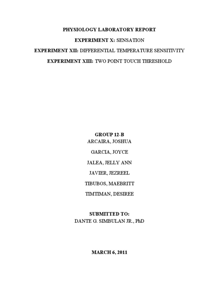 Physiology Megagroup Report | PDF | Senses | Stimulus (Physiology)