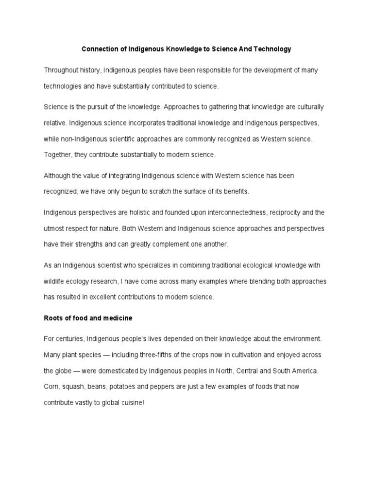 Indigenous Knowledge in Science & Technology | PDF | Traditional ...