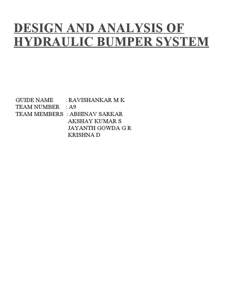 Design and Analysis of Hydraulic Bumper System | PDF | Vehicle ...