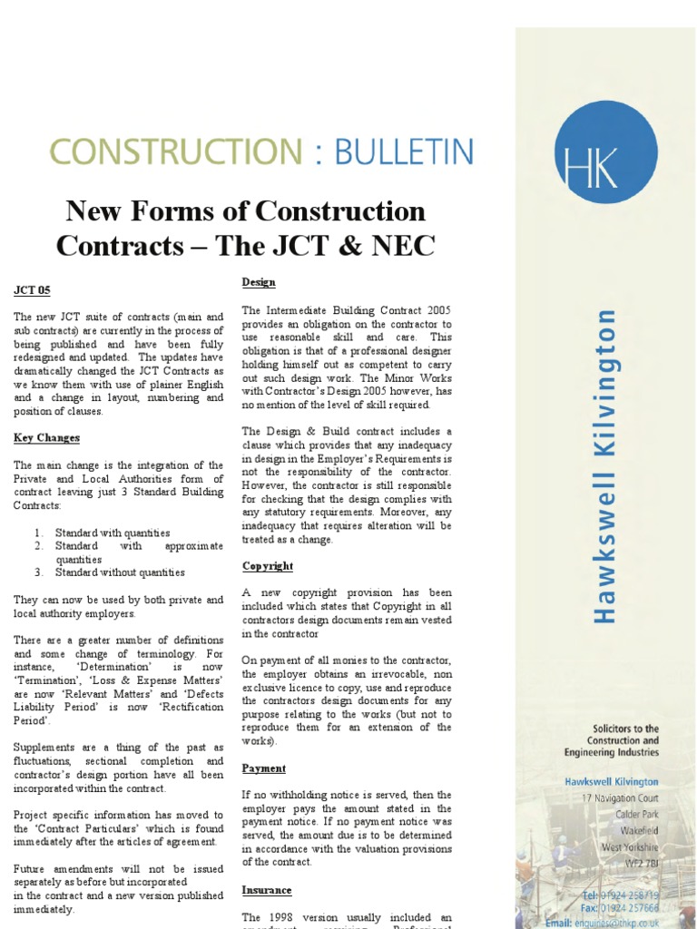 JCT Vs NEC3 | PDF | Adjudication | Government Information
